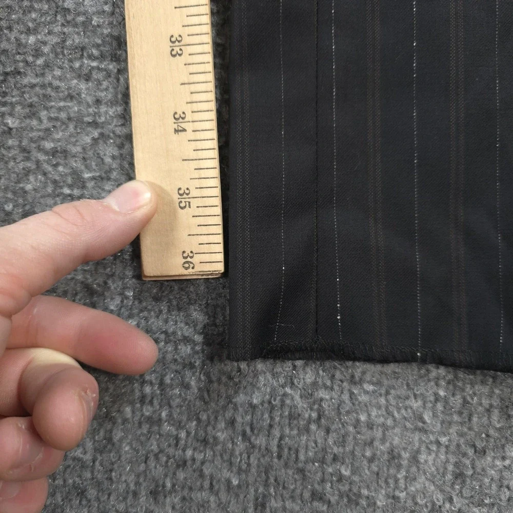 Isaia Pants Mens 34x37 Black Pinstripe Base Sanita Unhemmed Dress Slacks Italy